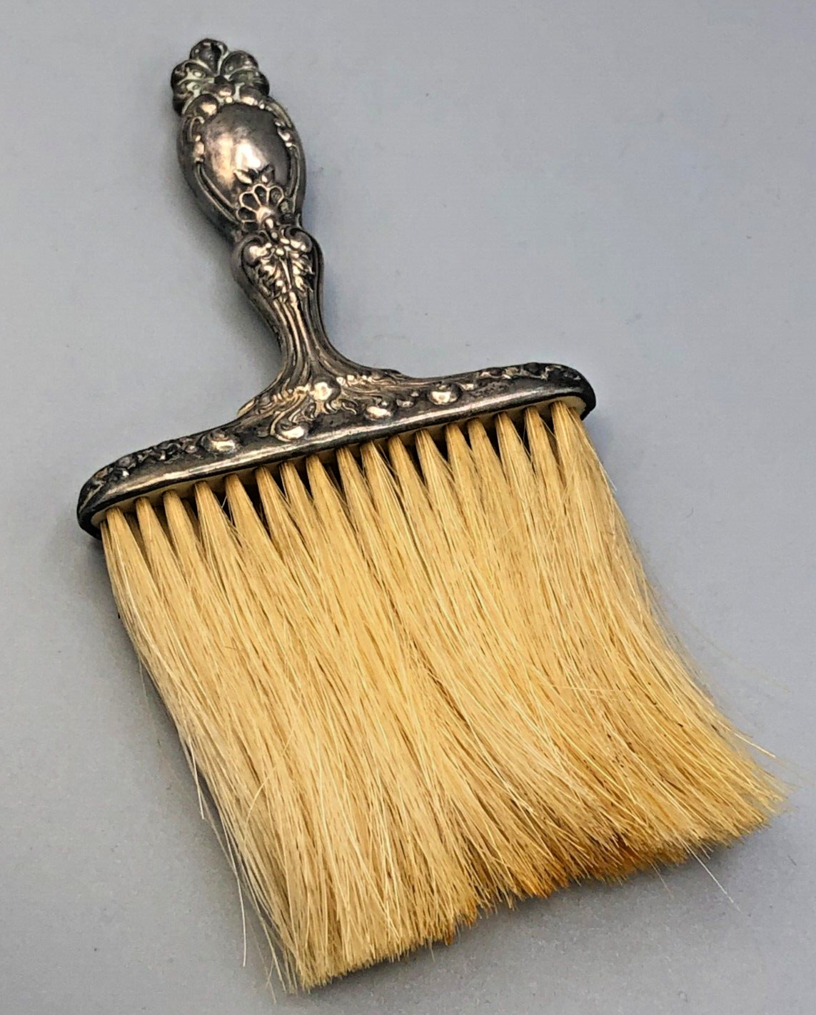 Antique Sterling and horse hair Clothing or Crumb Brush 4 7/8\