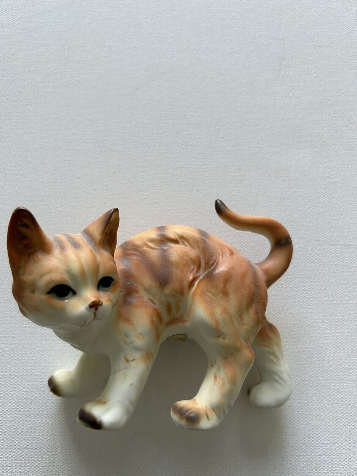 Kitten Cat Figurine Tiger Striped Enesco Hand Painted Japan MC 1950s