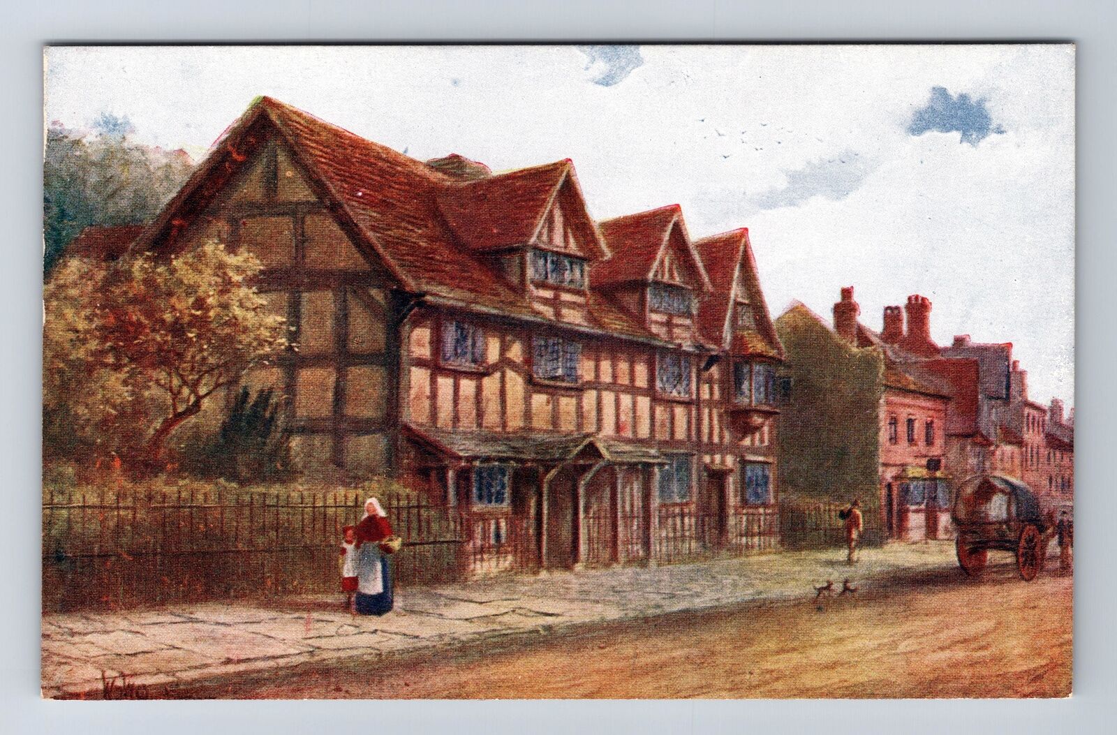 Stratford-On-Avon England, Shakespeare\'s Birthplace, Vintage Souvenir Postcard