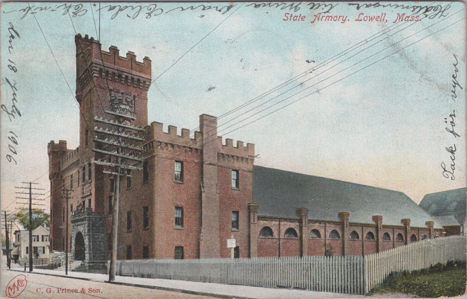 State Armory, Lowell, Massachusetts Lowell 1906 Postcard