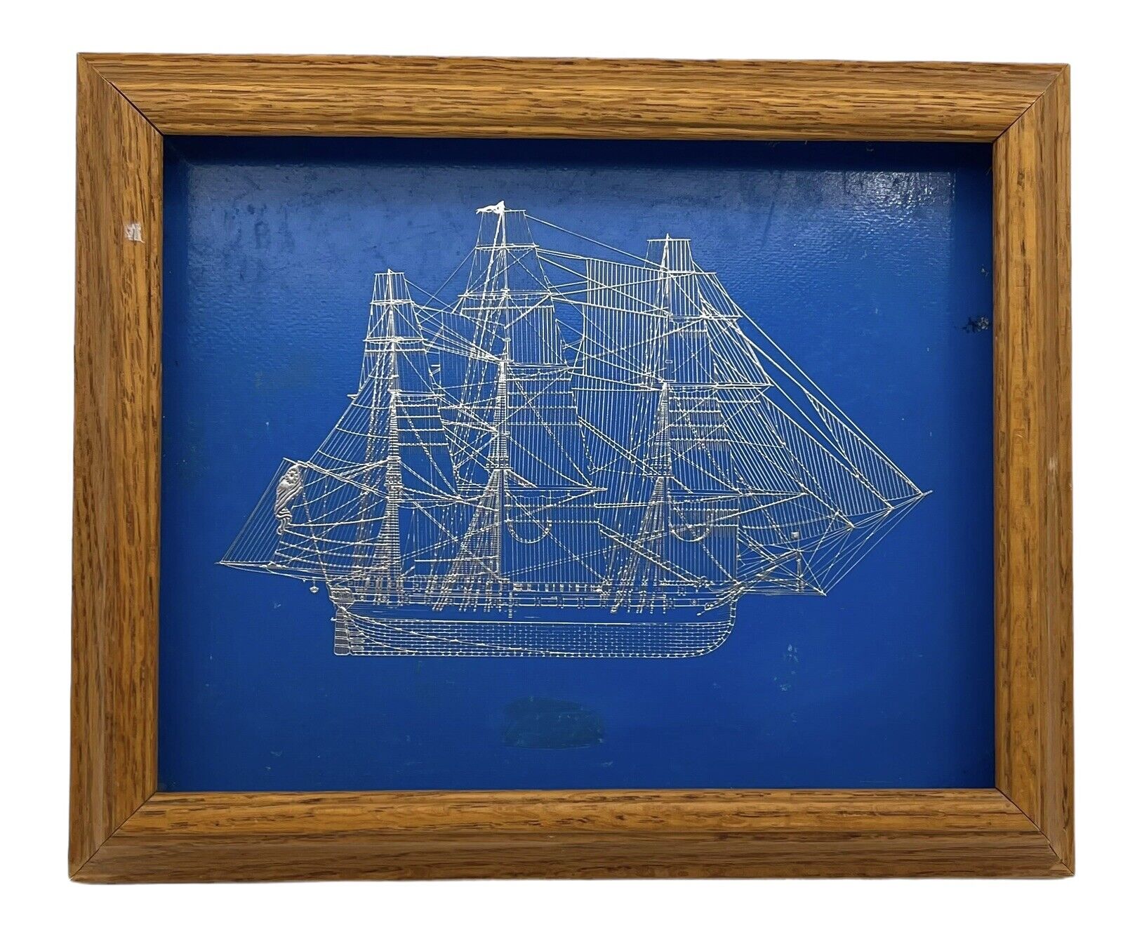 STERLING SILVER SILHOUETTE THE CLIPPER SHIP CUTTY SARK With Frame 11”1/4x 9” 1/4