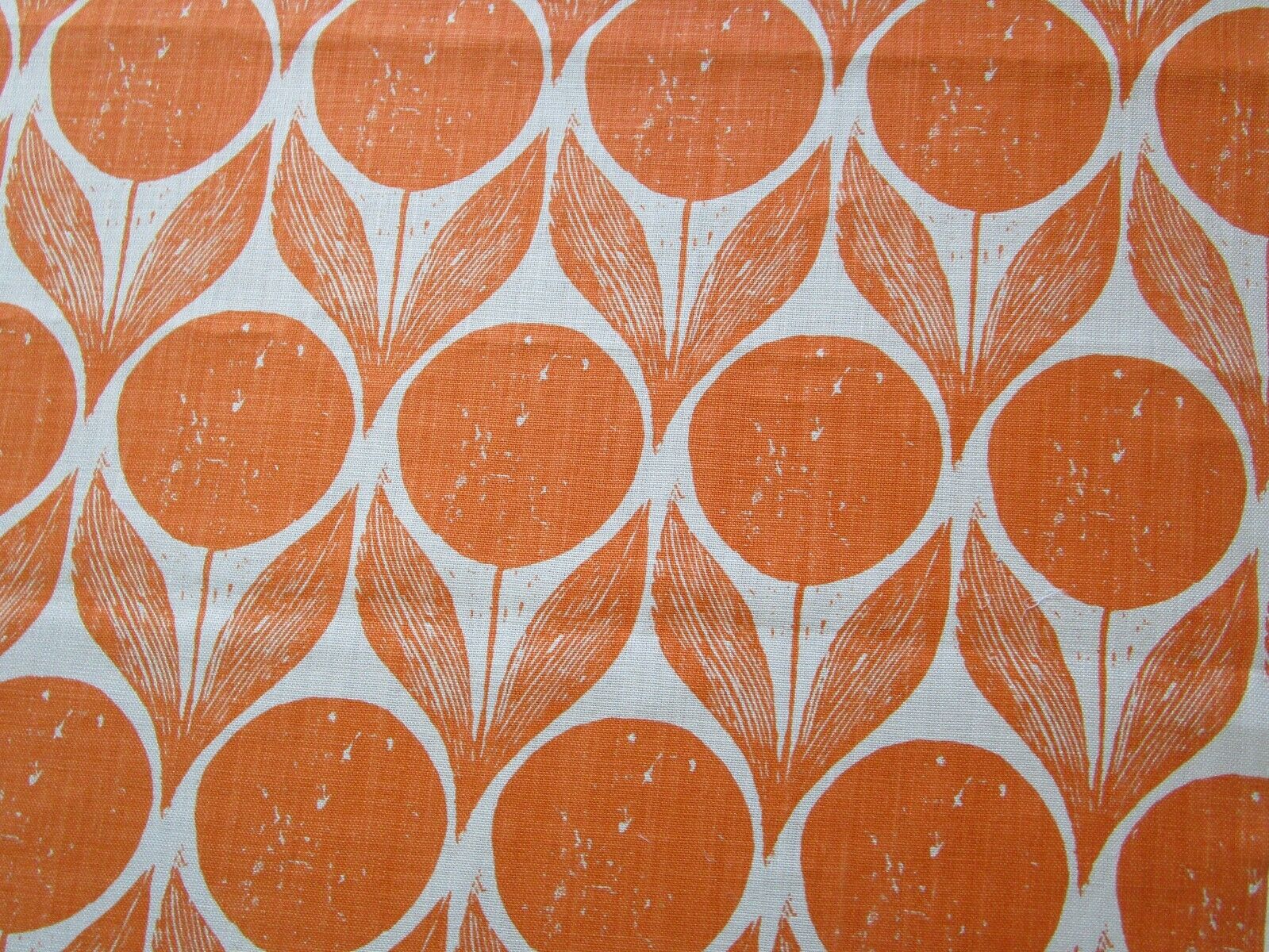 Romo Linen Fabric SUVI Orange Modern Large Flowers Angled Cut 50\