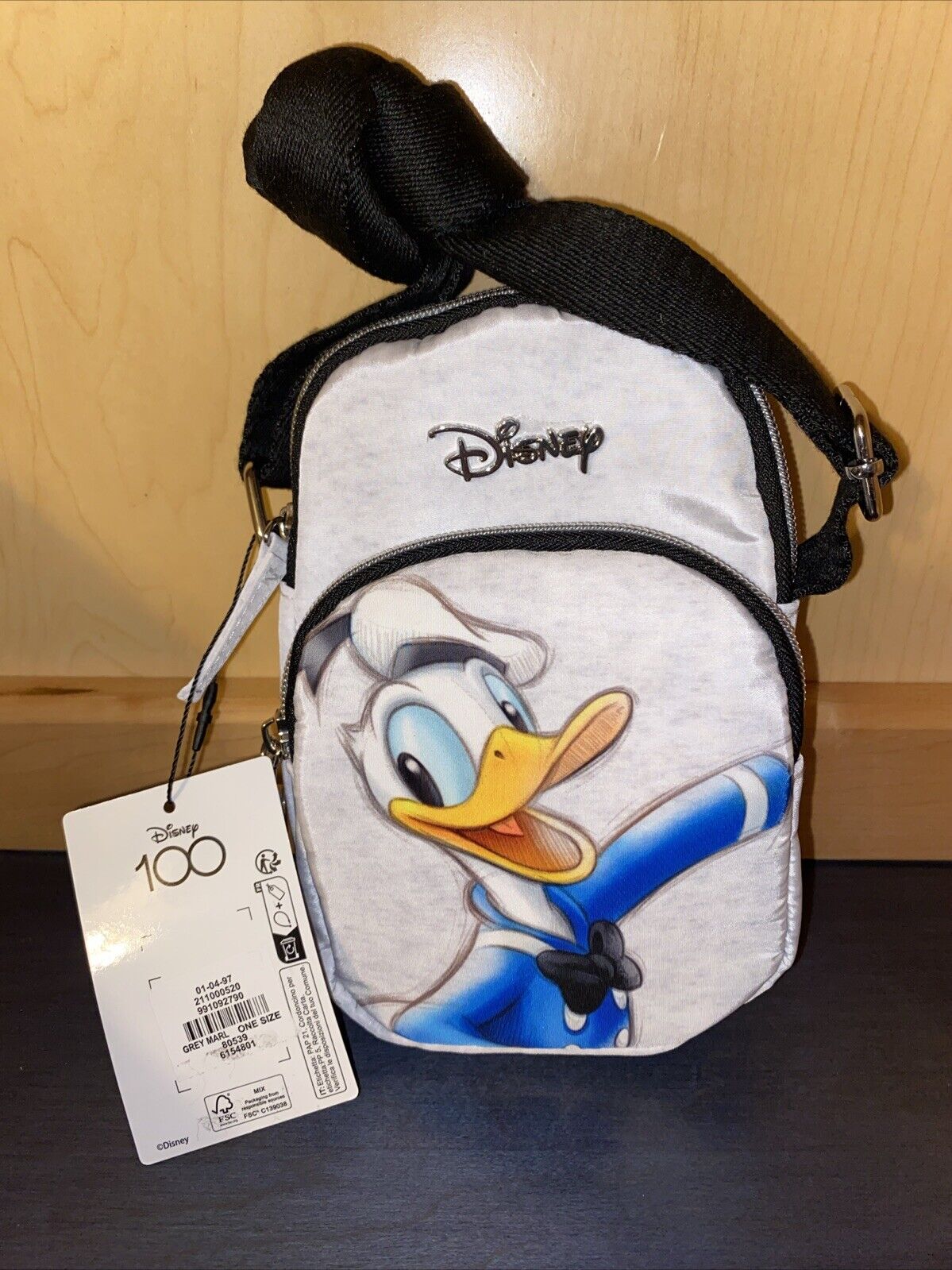 New ~ Disney 100 Primark Donald Duck Phone Holder Crossbody Small Bag