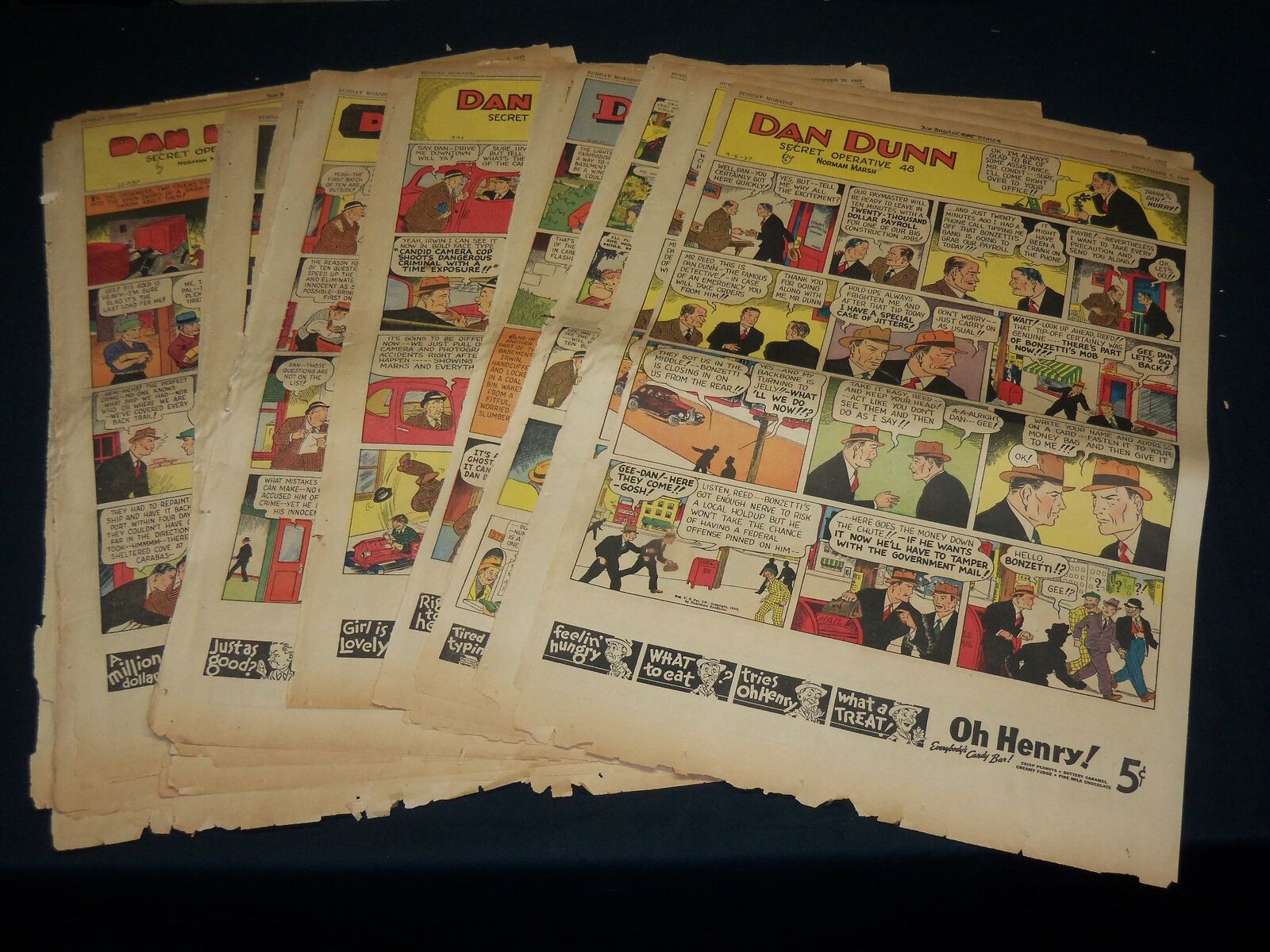 1937-1938 DAN DUNN COLOR COMICS FRONT PAGES LOT OF 25 - NTL 82B