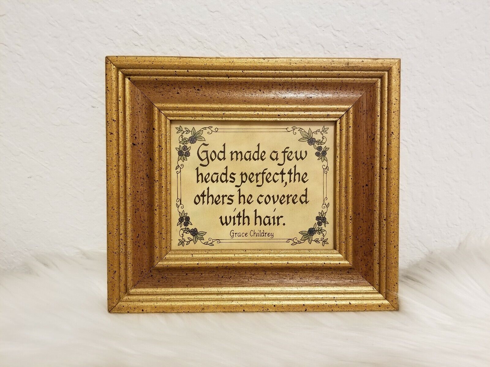 Vintage Gold Wood Framed Christian Religious Humor Quote Wall Art Great Gifts