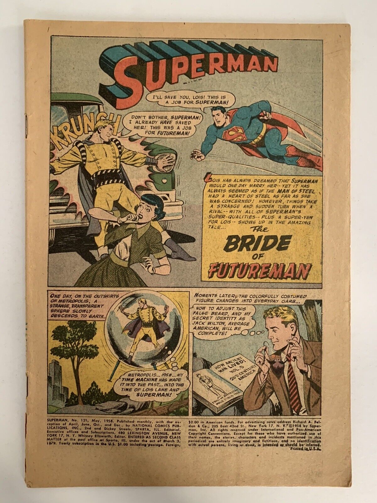 SUPERMAN #121 1958 COVERLESS \