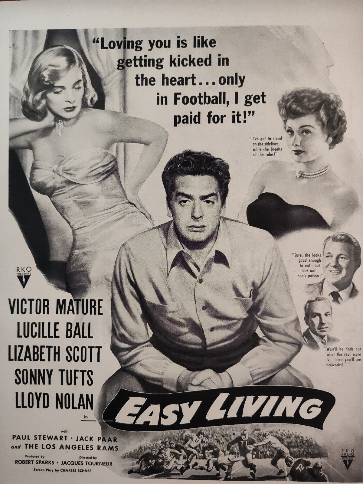 Vintage Movie Ad Easy Living Victor Mature Lucille Ball Lizabeth Scott 1949