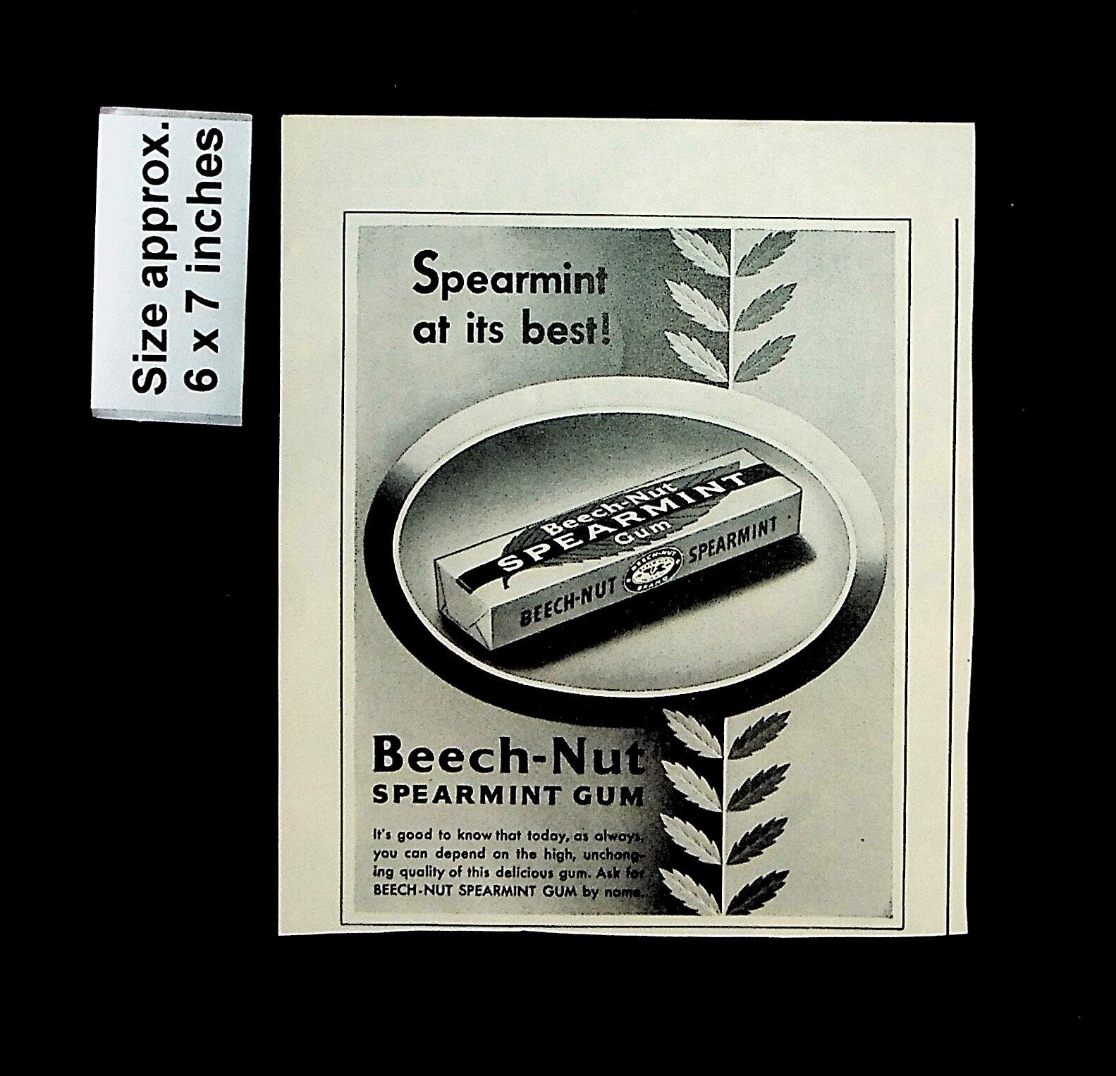 1945 Beech-Nut Spearmint Chewing Gum Mint Vintage Print Ad 34473