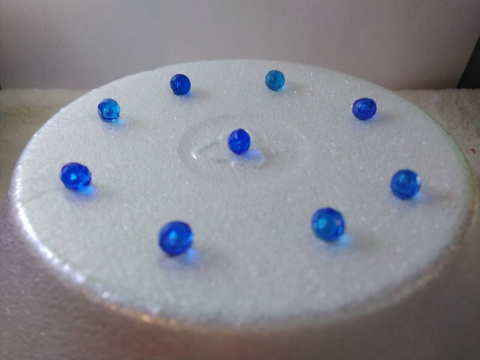 63 Medium Blue Round Faceted Mini Pins for Ceramic Christmas Trees.