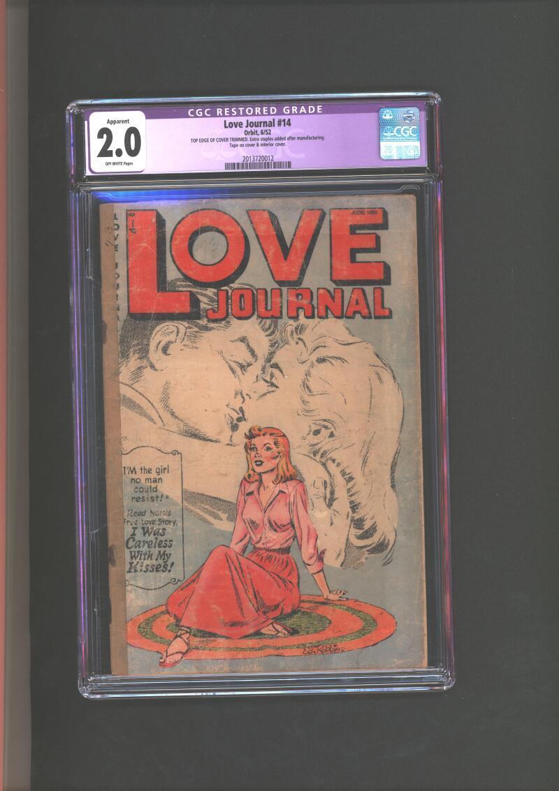 Love Journal #14 CGC 2.0 Restored Pop Hollinger Copy 1952