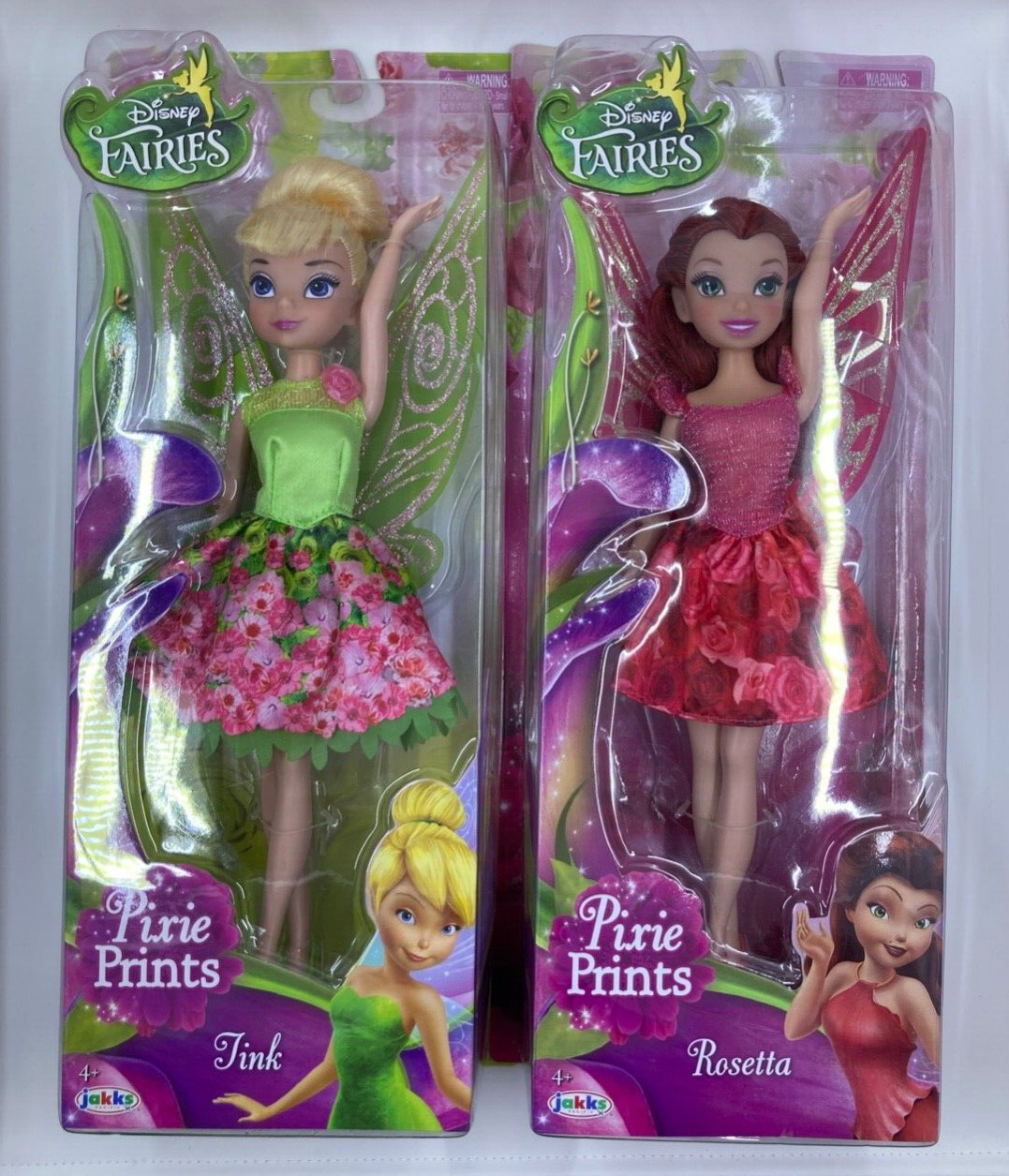 Disney Jakks NIP Disney Fairies Pixie Print Dolls Tinkerbell Rosetta BOTH incl