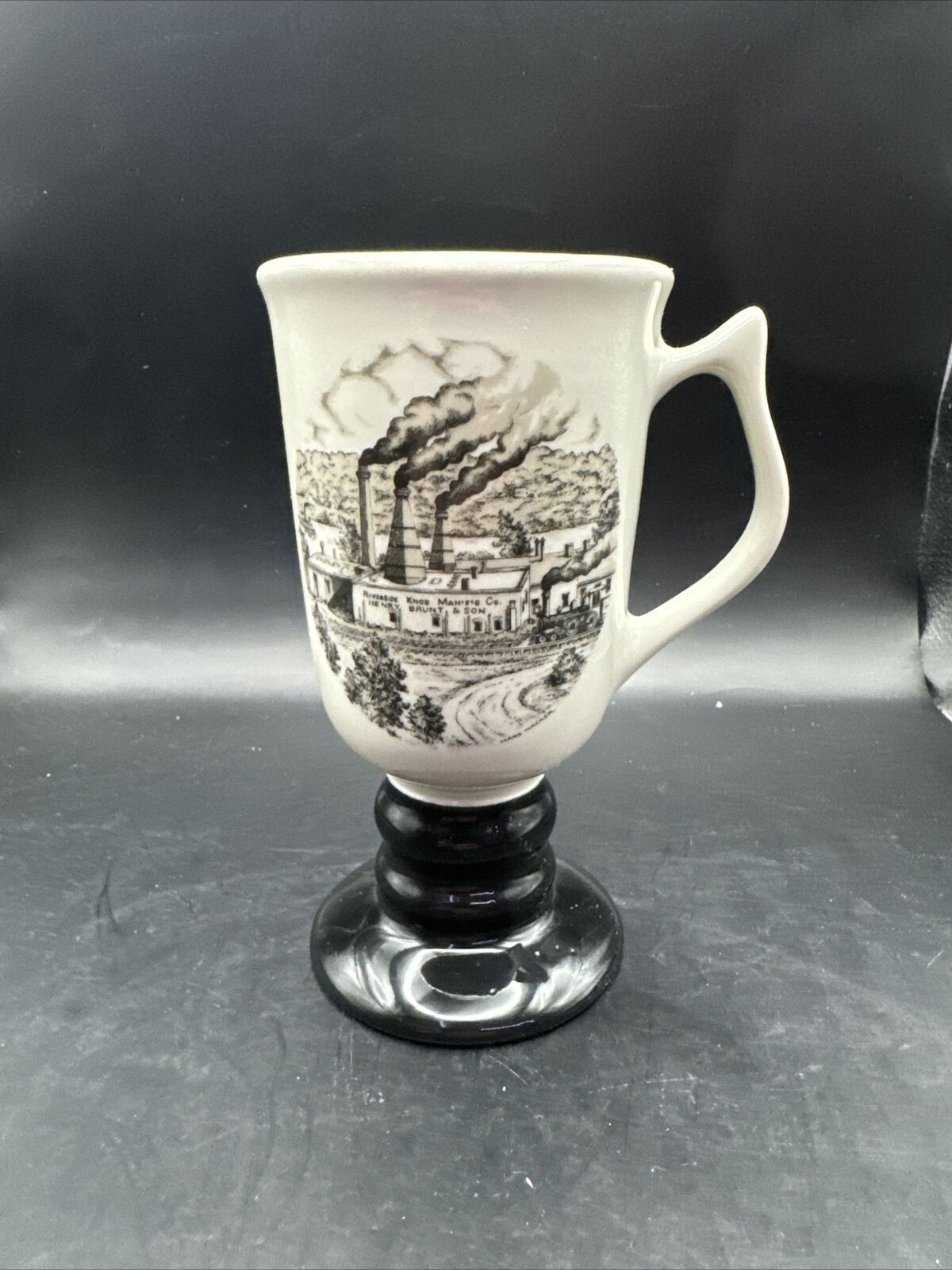 Vintage 1986 Tri State Pottery Festival Hall 1273 Pedestal Irish Coffee Cup 
