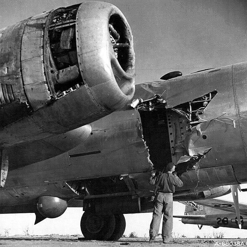 WWII B&W  Photo USAAF B-29 Superfortress Severe Damage  WW2  World War Two/ 5157