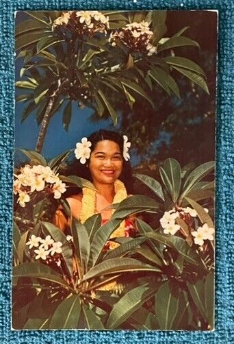 Vintage 1954 Postcard, Territorial Hawaii Hula Dancer, mailed to Ann Arbor, Mich