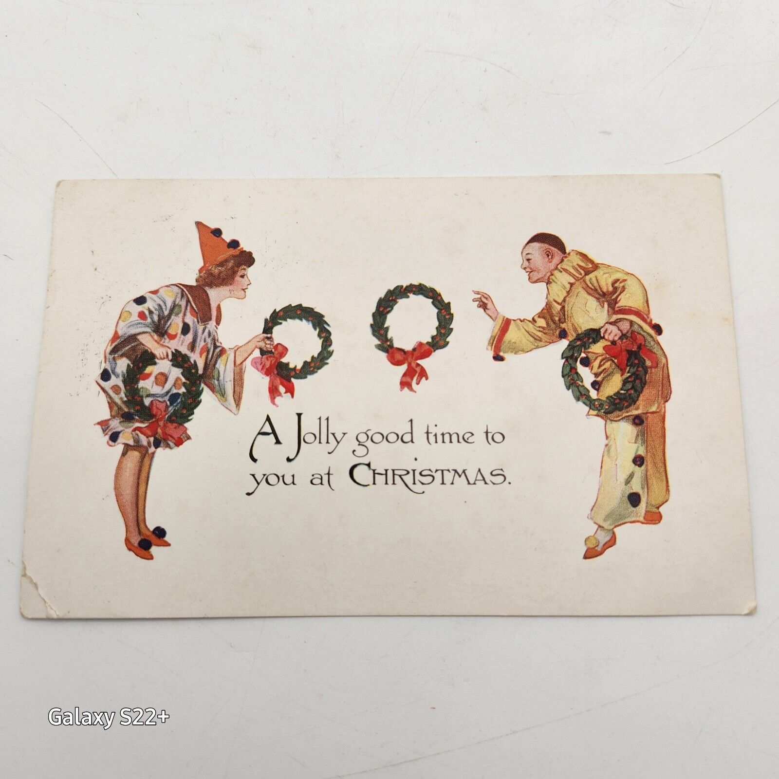 Antique 1914 Postcard Christmas Postmarked 1c Stamp Fairman Co NY