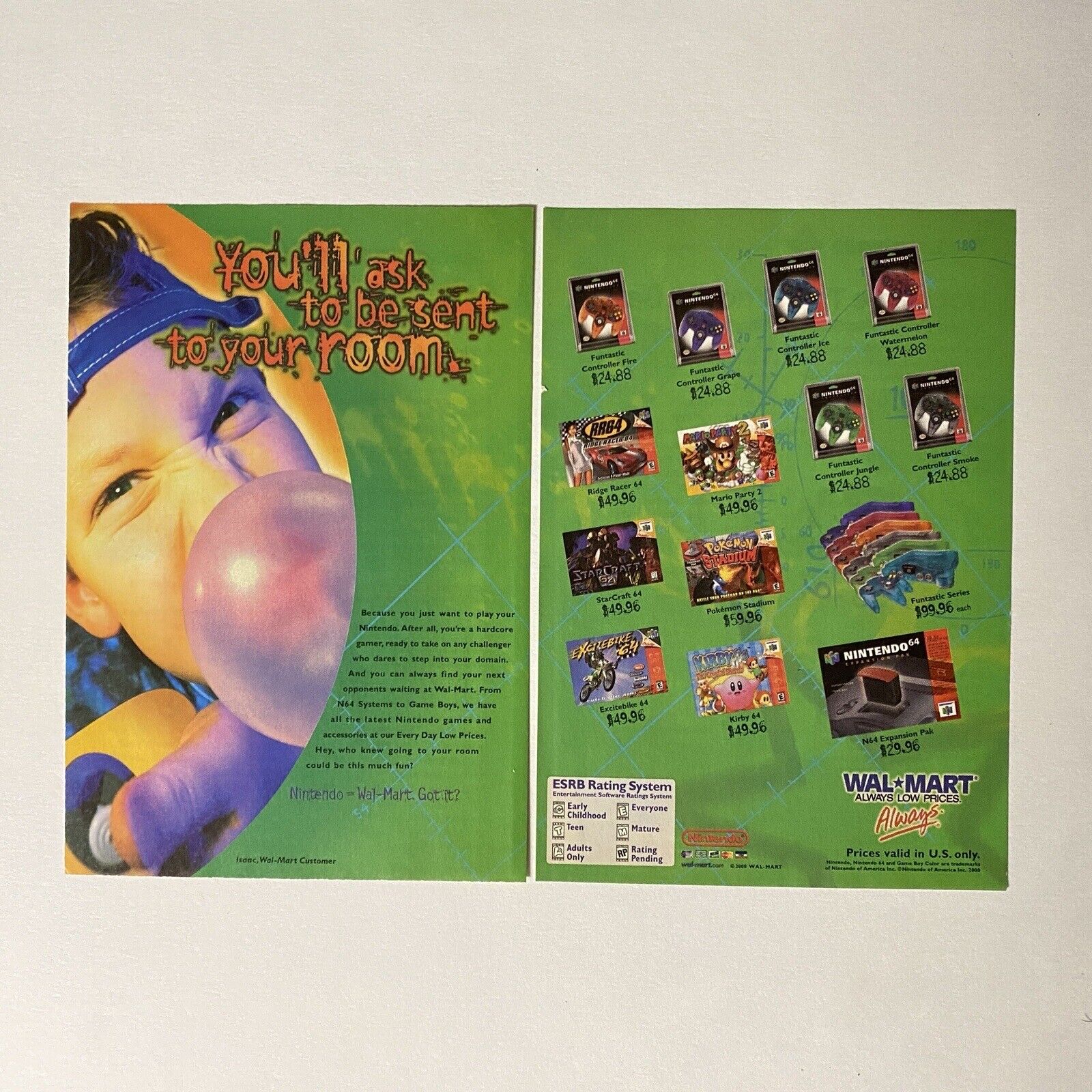 Walmart Nintendo 64 VTG Promo 2000 Print Ad 