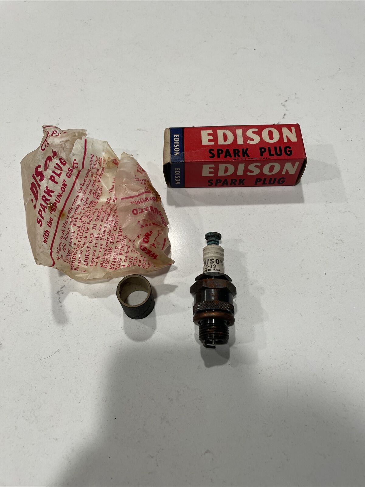 NOS Vintage Edison Z19 Spark Plug 18MM 1” Hex Early Motorcycle Indian Z-19