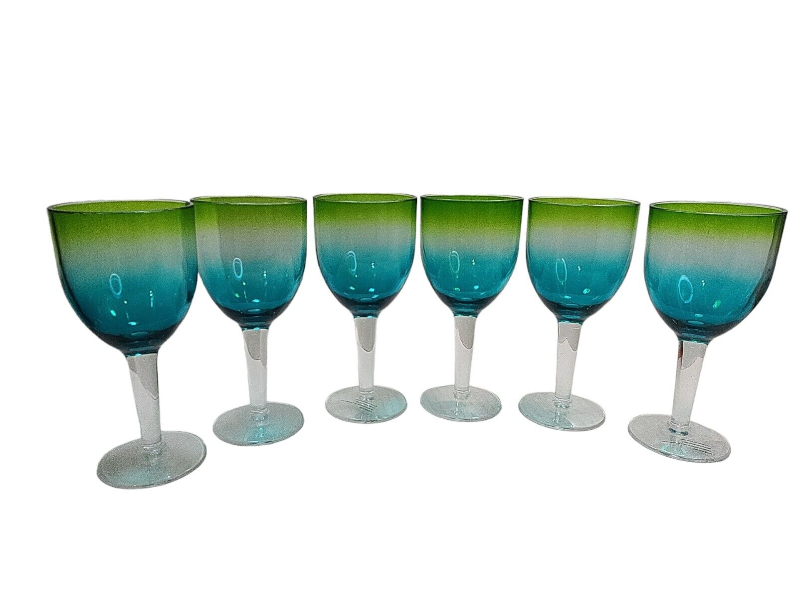 6 Acrylic Wine Or Frozen Drink Glasses Patio Outdoors Shatter Proof Green Blue 