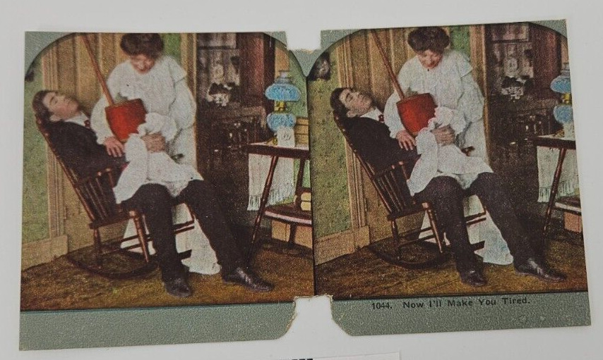 Victorian Stereoroview Humorous~ Now I\'ll Make You Tired~ Bait & Switch Sleepy