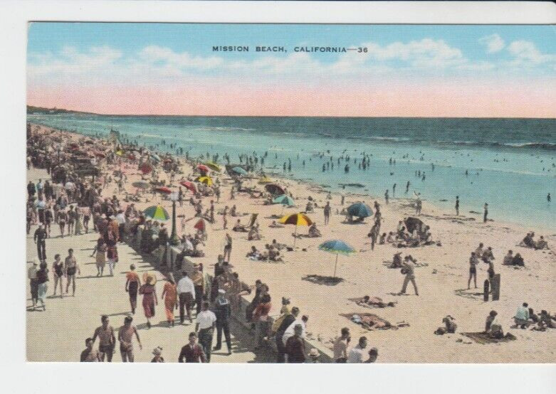 Postcard CA San Diego California Mission Beach c.1940 G19