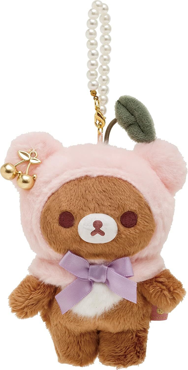New San-X Rilakkuma Coricog\'s Jewel Cherry Hanging Plush Bear MF70601 from Japan
