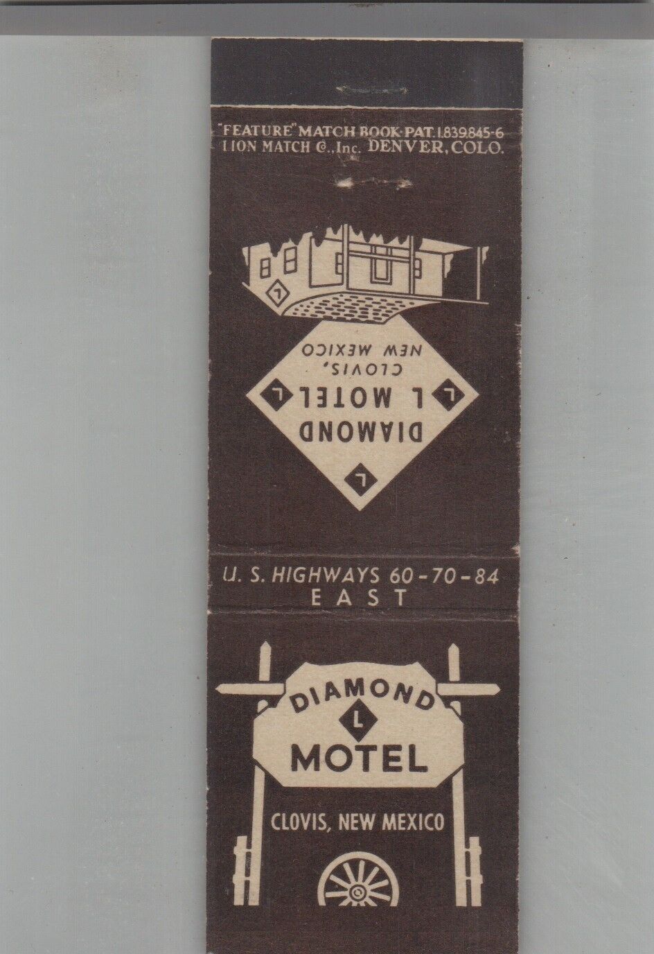 Matchbook Cover - Stripped Feature Diamond Motel Clovis, NM