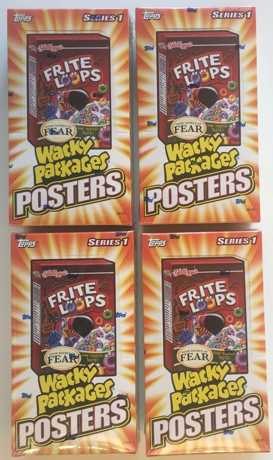 4 Wacky Packages Series 1 Posters Card Box 4 Sealed Boxes 18 Packs Topps 2012