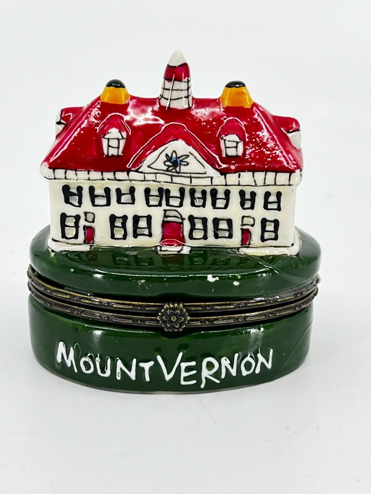 Mount Vernon Washington Ceramic Trinket Box Pill Box Souvenir