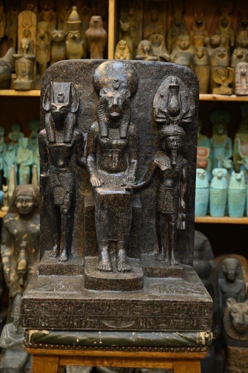 Rare Ancient Egyptian Statue: Majestic Sekhmet-Anubis, King of Egypt