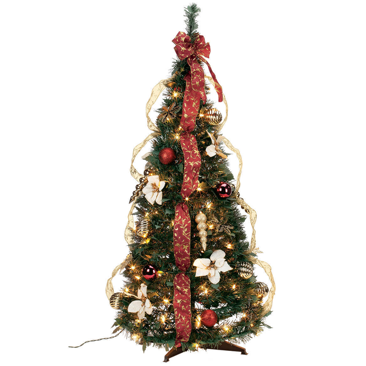 4' Burgundy & Gold Victorian Pull-Up Tree by Holiday PeakTM