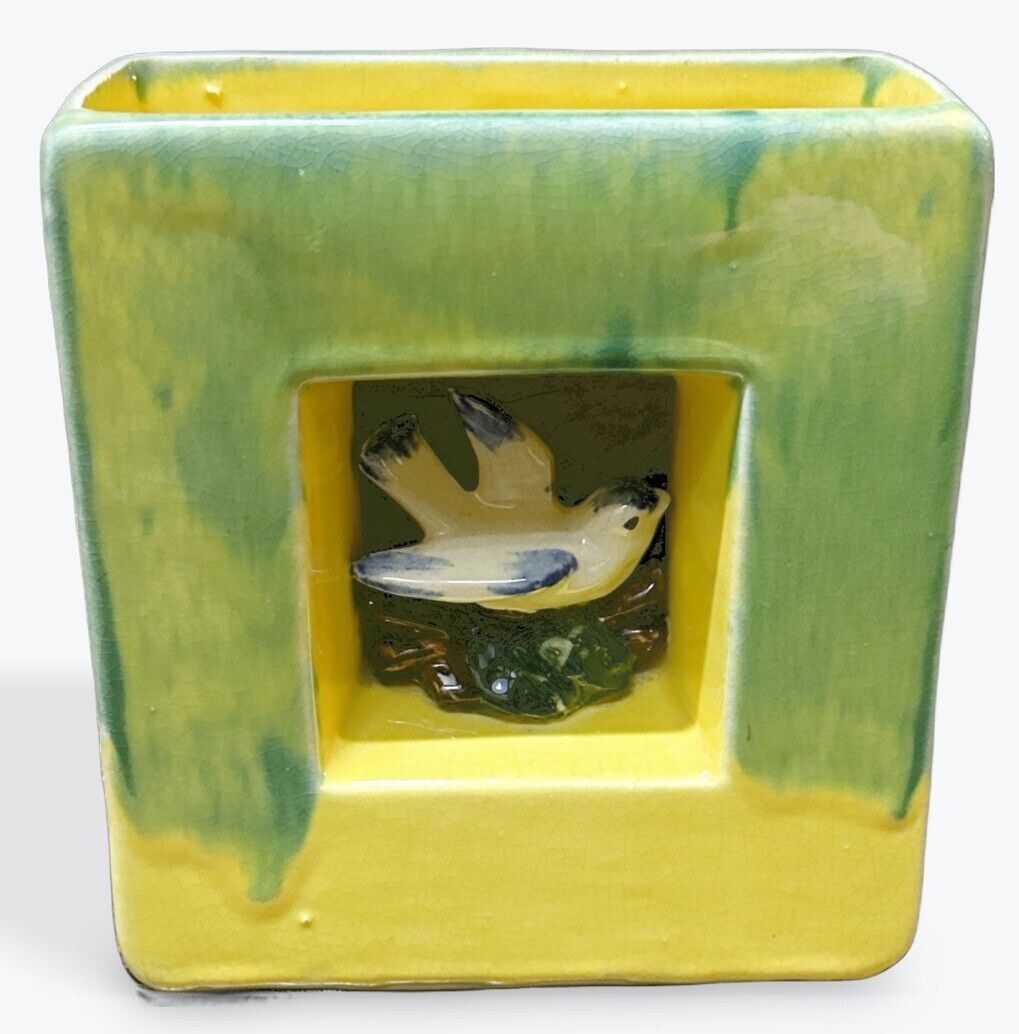 Vintage McCoy Pottery, Square With Bird In Center