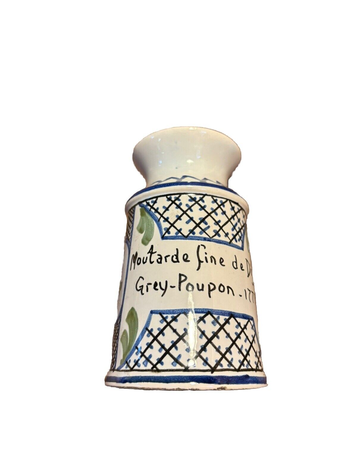 Vintage French Mustard Pot Hand Painted Made In France Grey Poupon 4.75“