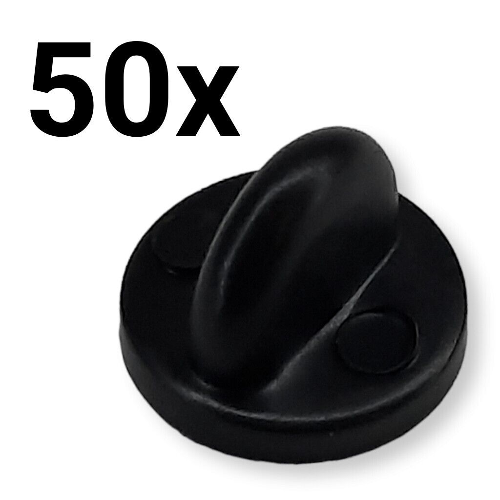 50x Black Rubber Pin Back Replacement Lot Hat Lapel Enamel Push Pins Comfortable