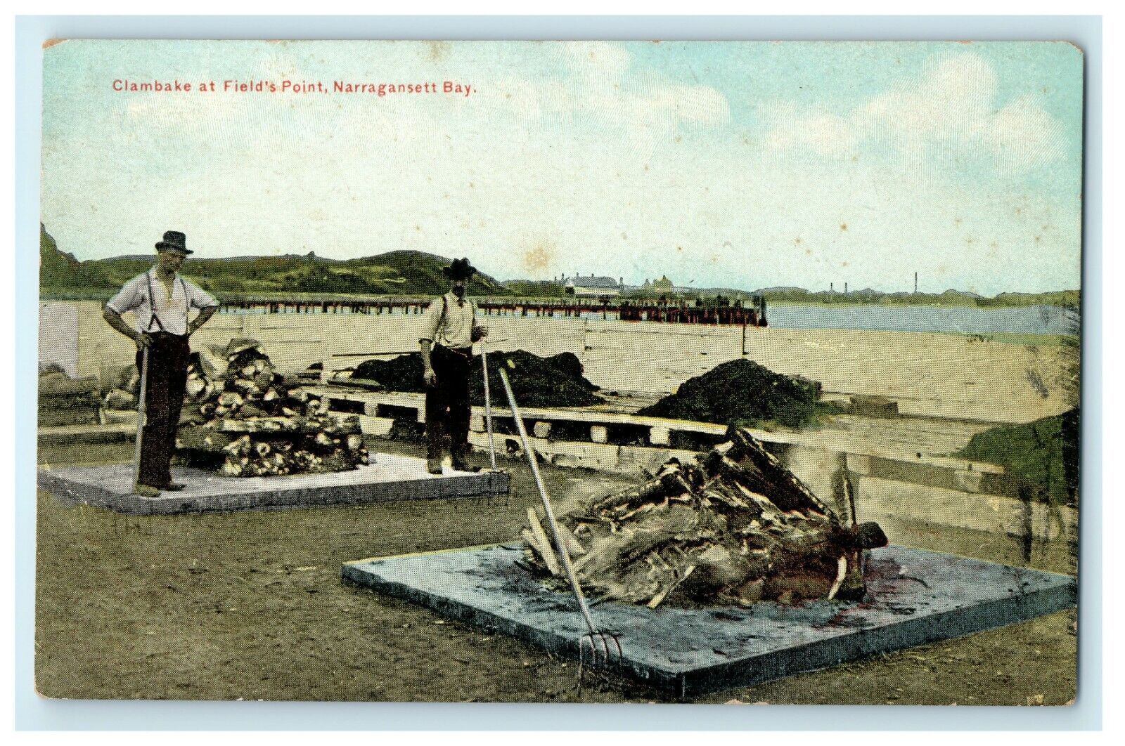 1912 Clambake at Fields Point, Narragansett Bay Providence, RI Postcard