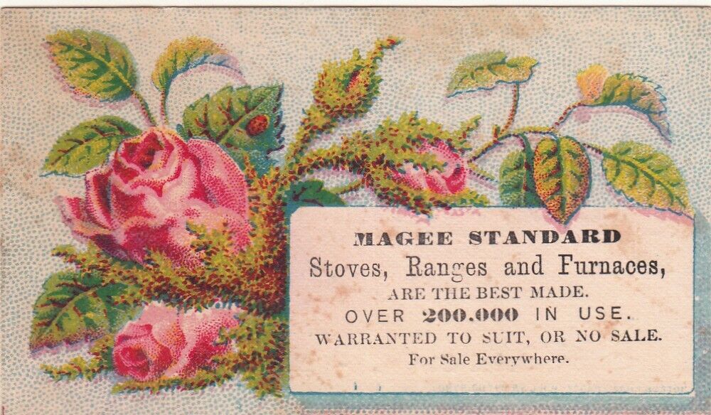 Magee Standard Stoves Ranges Geo W Whitten East Weymouth MA Rose Card c1880s