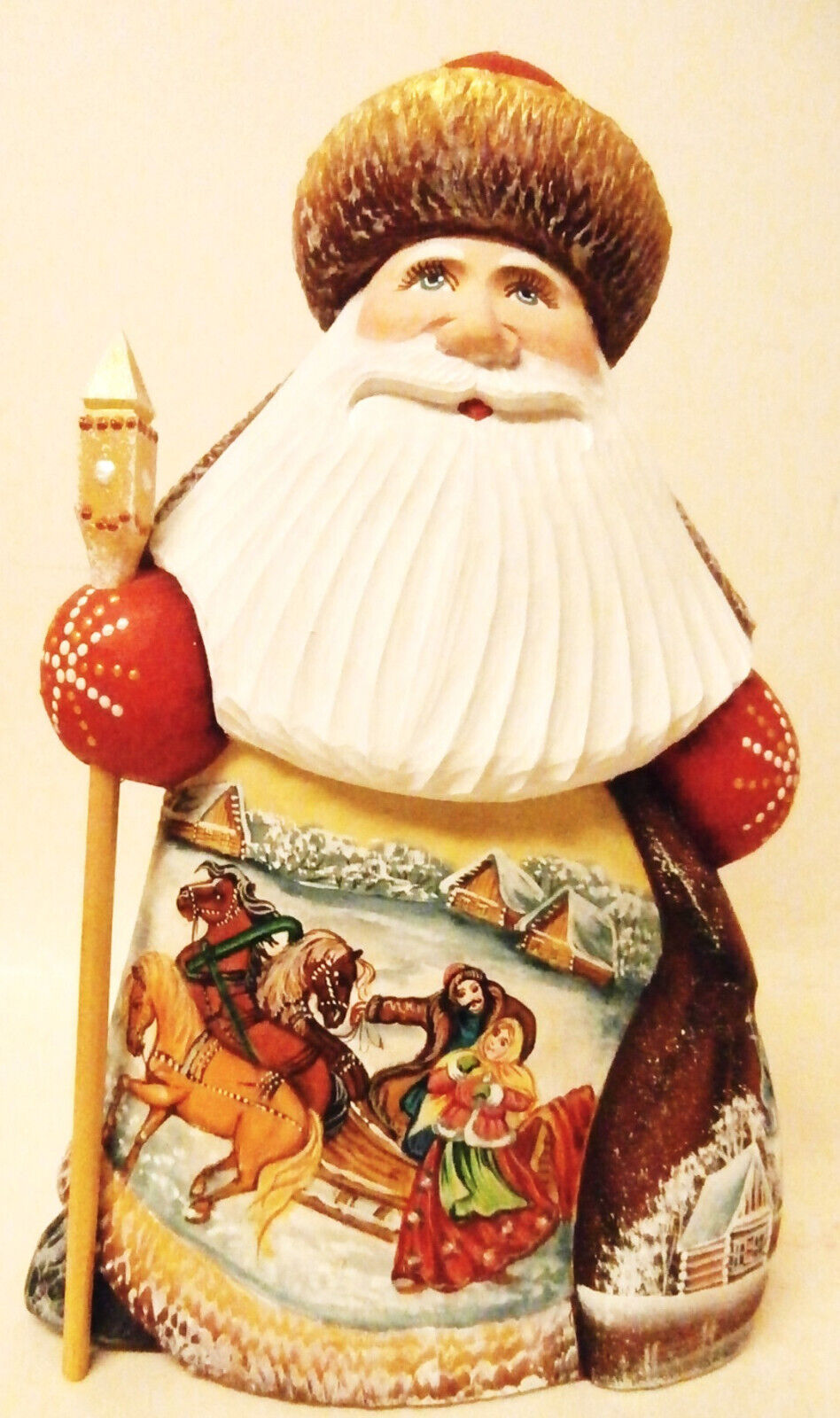 Alkota Russian Genuine Wooden Collectible Santa \