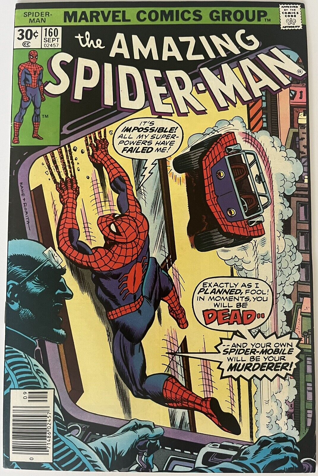 Amazing Spider-Man #160 (1976) NM- 9.2 Spider-Mobile Cover Eli Katz Art Len Wein