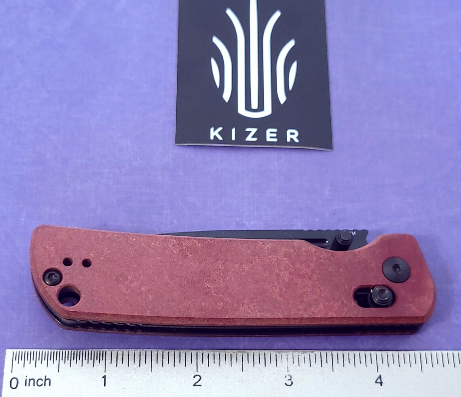 KIZER Cutlery Knife Escort Tactical Clutch Lock Burgundy Richlite Handle 154CM
