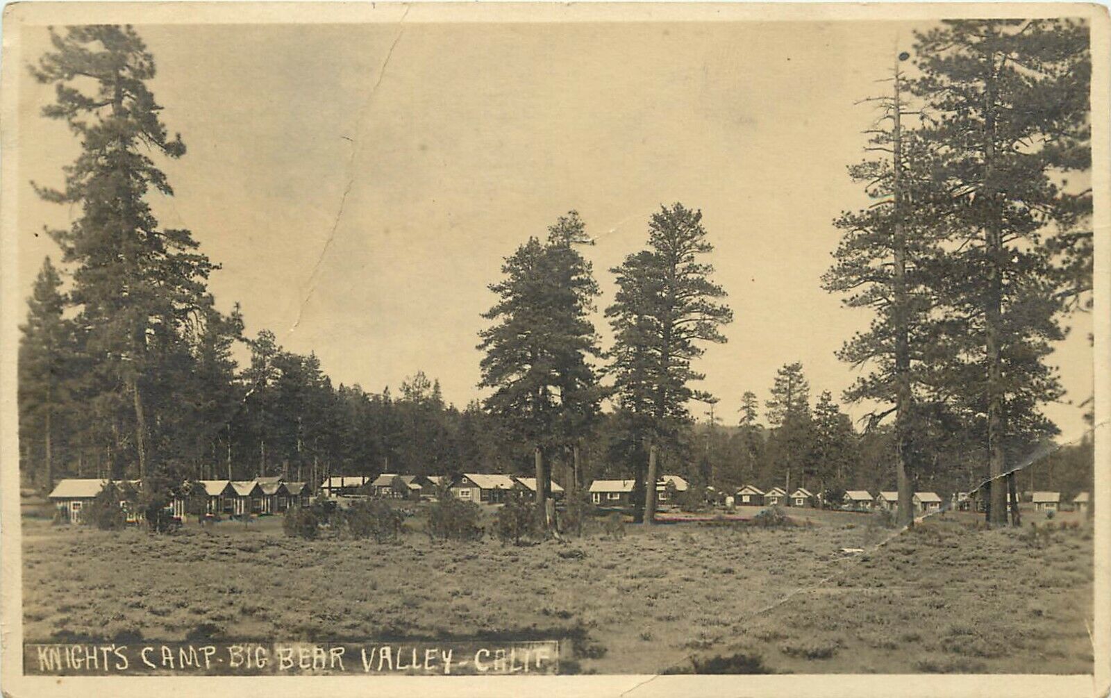 Wright Pierce RPPC Postcard Knight\'s Camp Cabins Big Bear Valley CA c1919