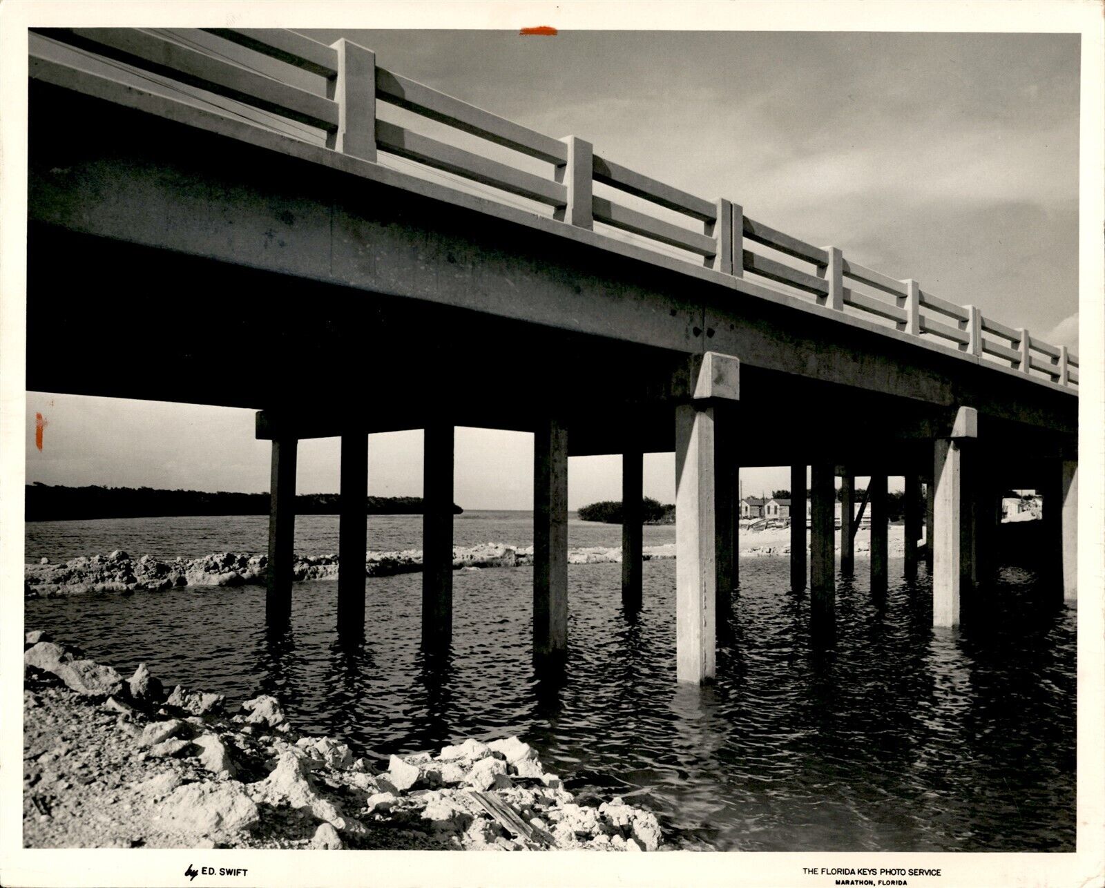 LG76 1956 Original Photo SECTION OF SEVEN MILE BRIDGE IN MARATHON FLORIDA KEYS