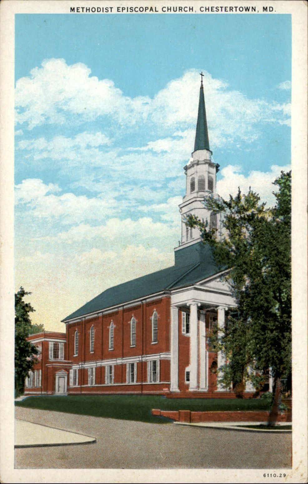 Methodist Episcopal Church ~ Chestertown Maryland ~ 1920s vintage postcard