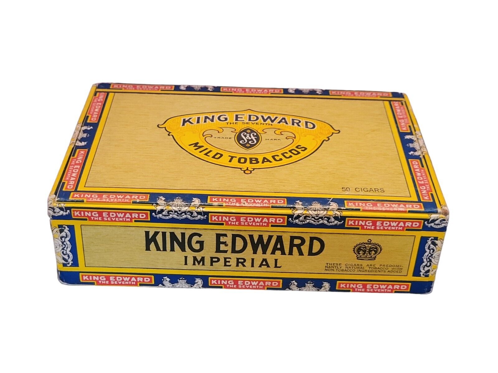 Vintage King Edward the Seventh Imperial Mild Tobaccos 50 Cigar Box EMPTY