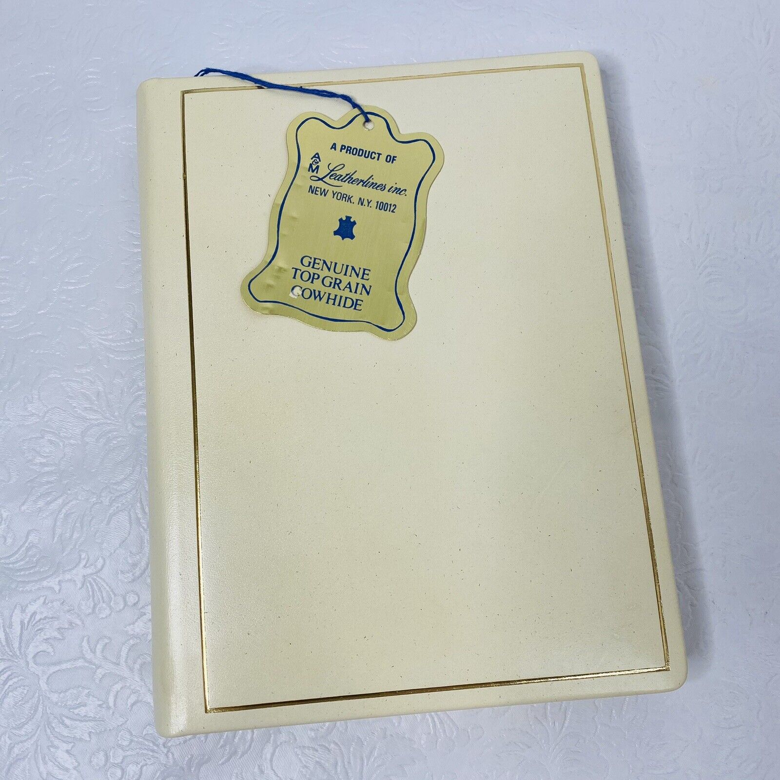 Vintage A&M Leatherlines New York Cream Top Grain Leather Address Book ~7x9\