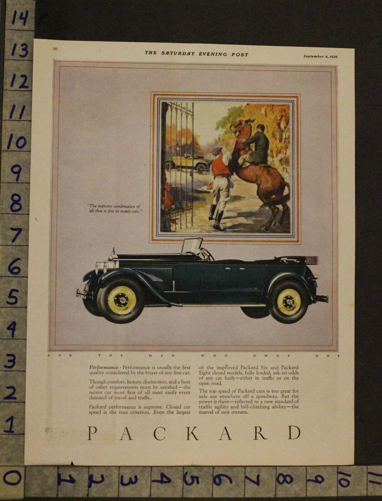 1926 PACKARD TOUR CONVERT EQUESTRIAN HORSE PERFORM DETROIT MOTOR CAR AUTO ADUR91