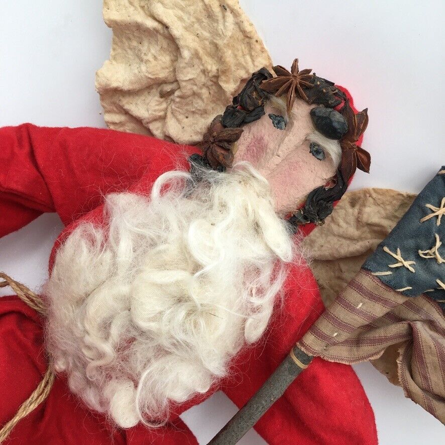 Santa Folk Art Doll Handmade Primitive Americana