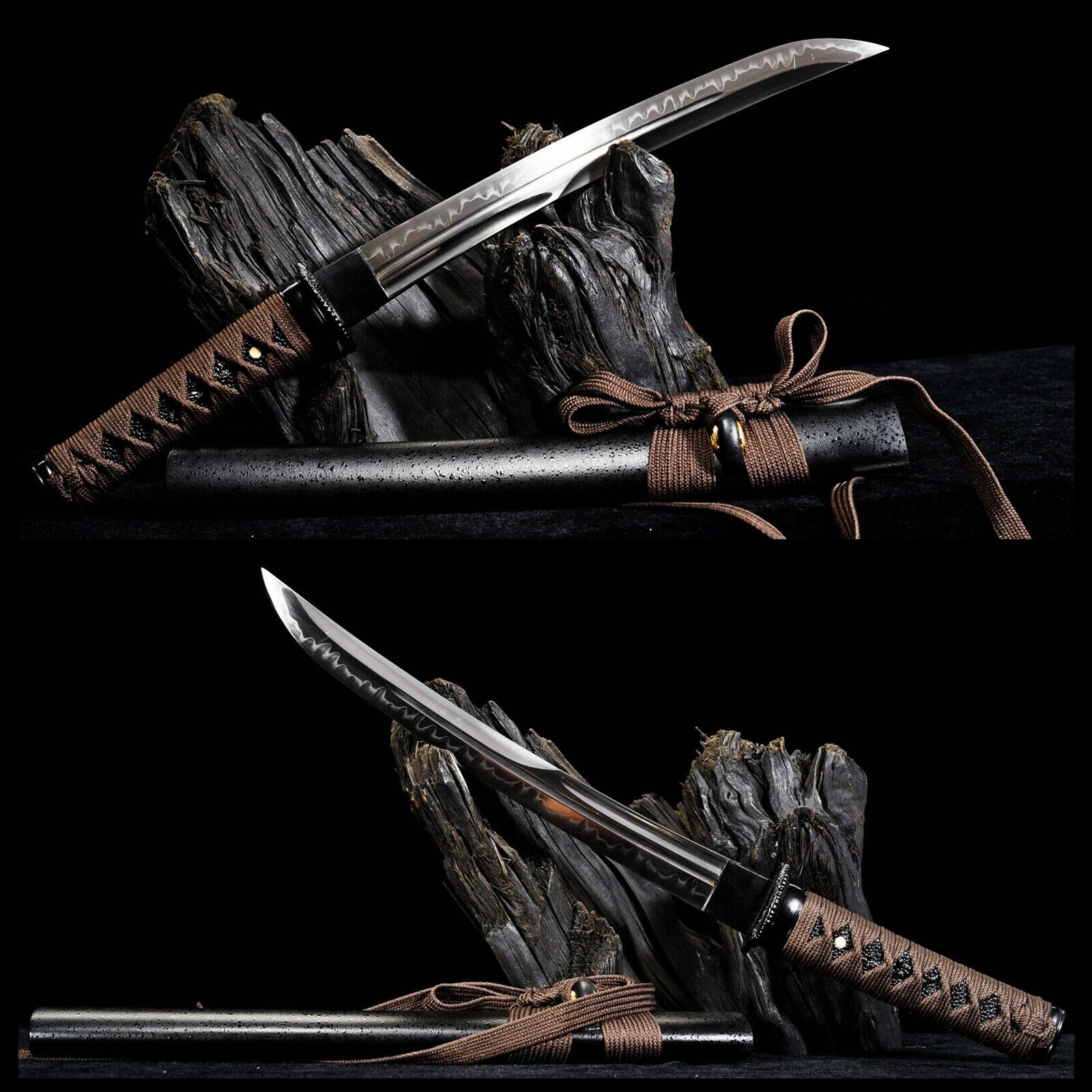20''Tanto Clay Tempered T10 Sharp Mini Knife Katana Japanese Samurai Short Sword