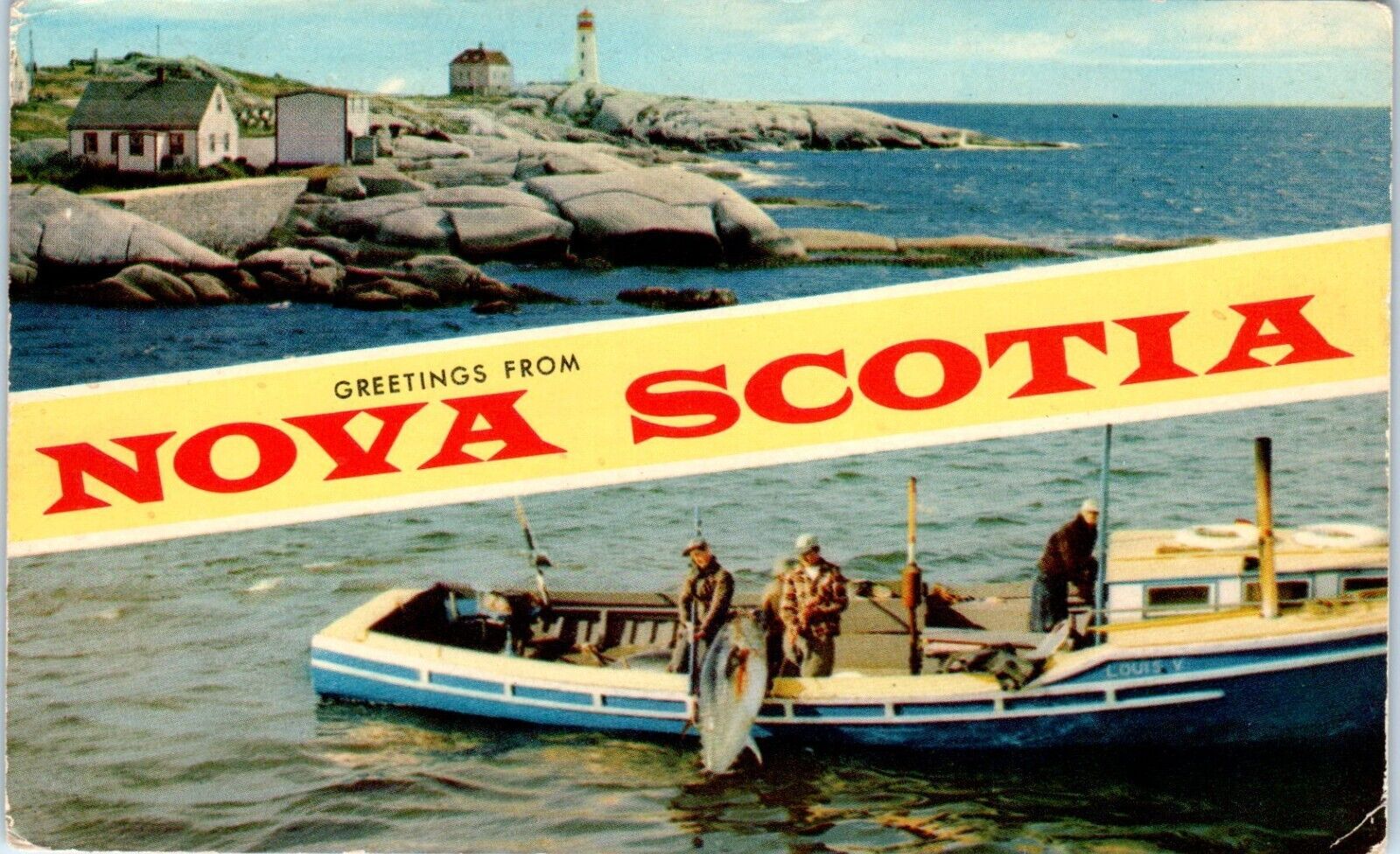 Greetings from Nova Scotia Banner Multi-View Postcard c1964