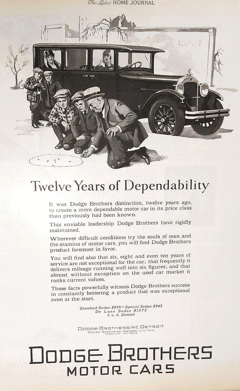 Vintage 1927 Dodge Bros Motor Car, Automobile, 20's Print Ad