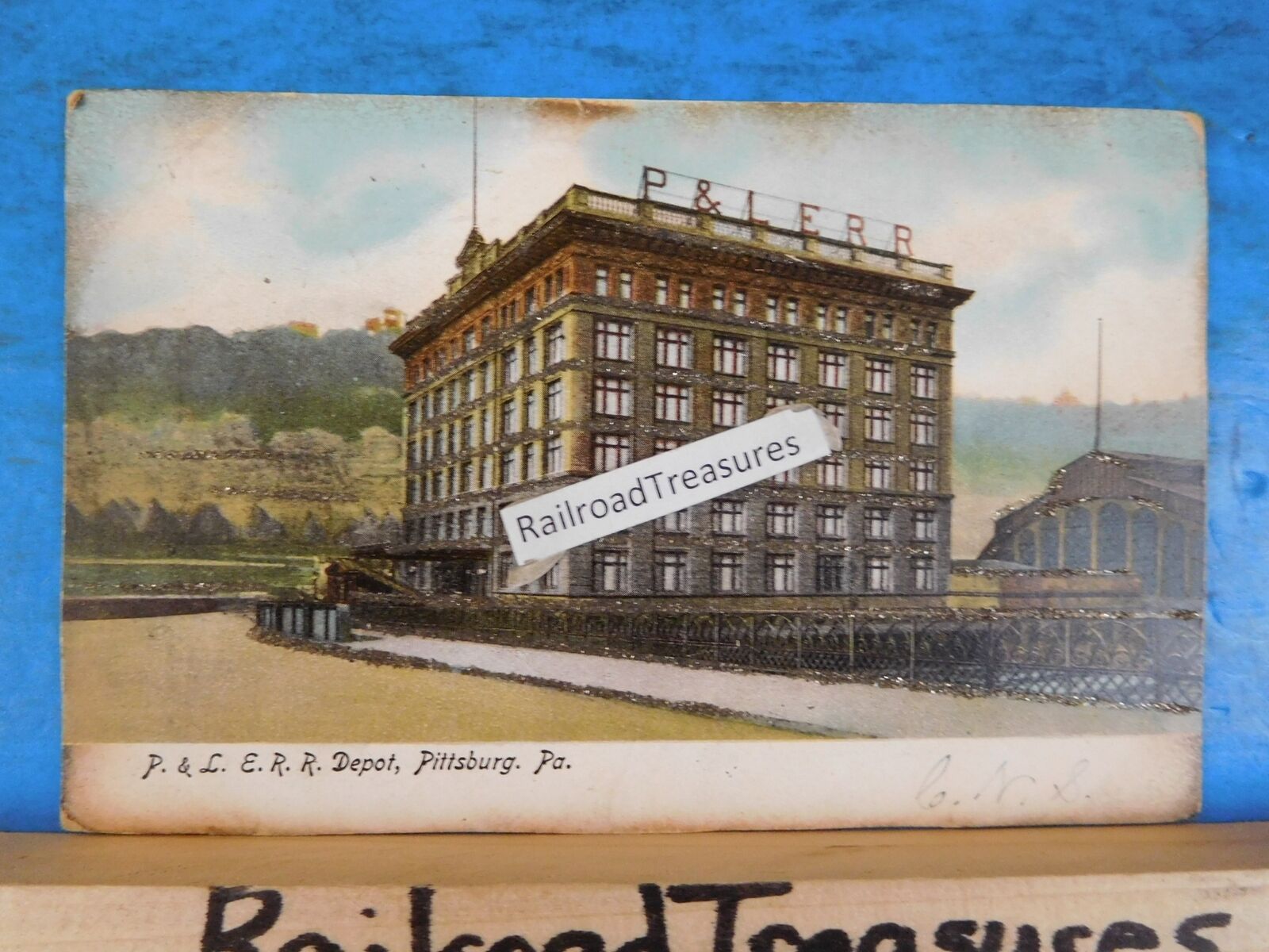 Postcard Pittsburgh & Lake Erie Railroad Depot Pittsburgh PA P&LE Postmark 1906