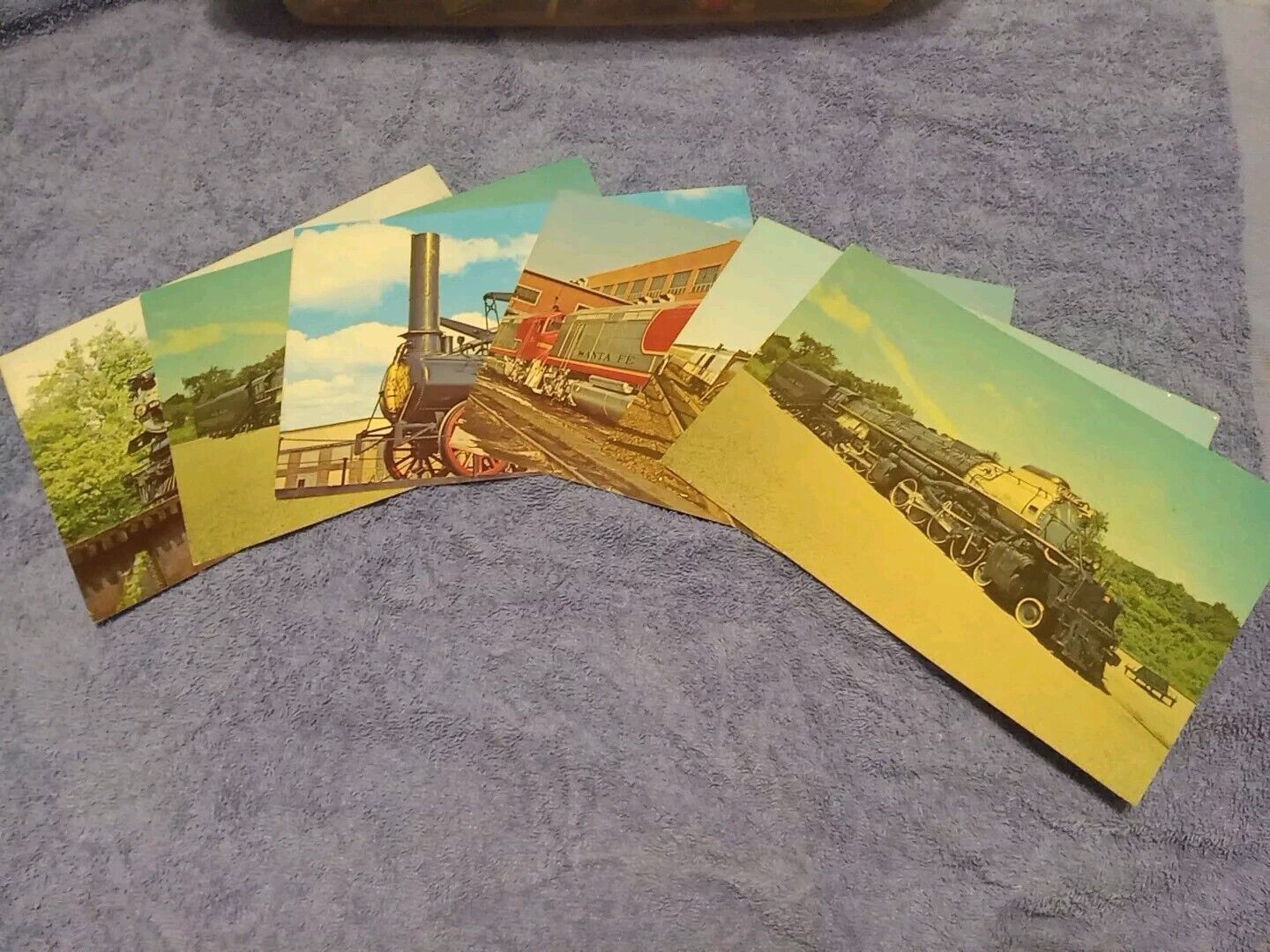 6- Unused Vintage Railroad - Train Super Postcards Large 9\